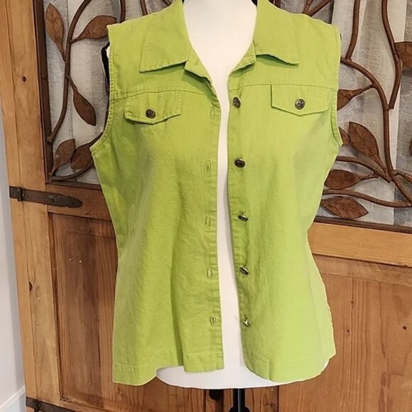 Linen Button Down Vest - Picture 1 of 3